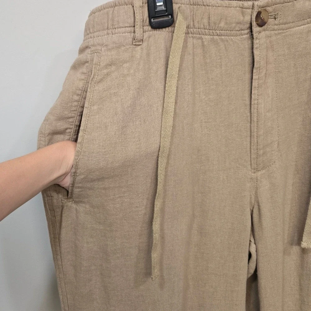 Club Room Luxury 100% Linen Pants Men XL Drawstring Elastic Waist Resort Coastal - Picture 4 of 8